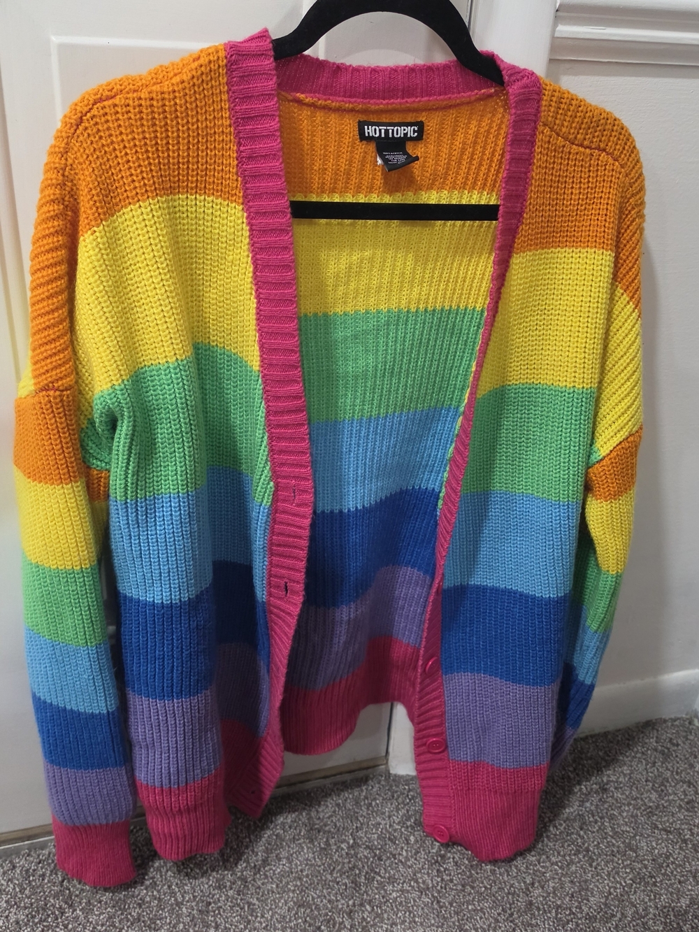 Hot Topic Rainbow Stripe Open Cardigan - Multicolor